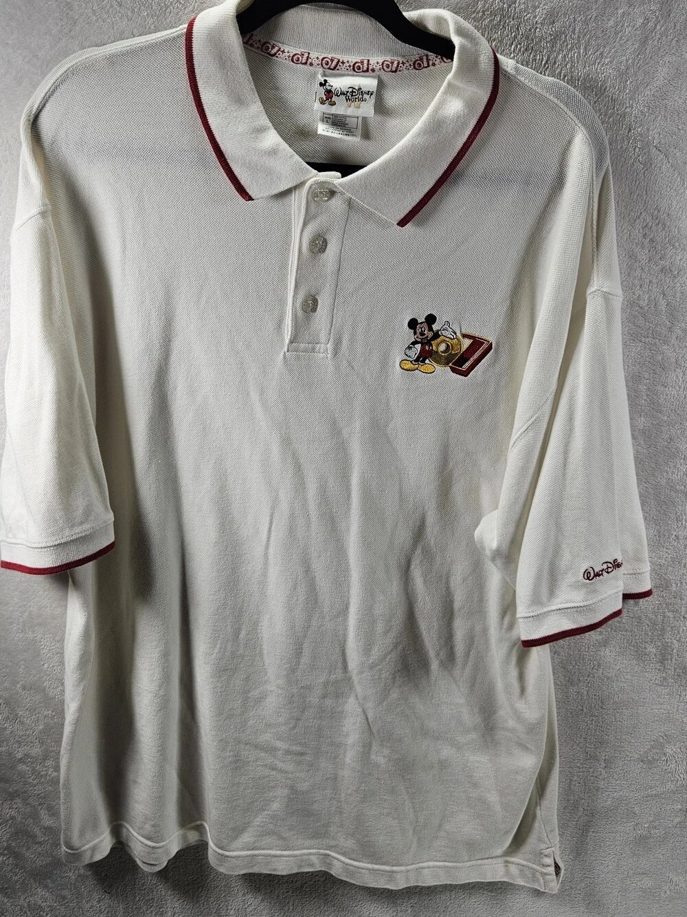 Walt Disney World Mickey Mouse Polo Shirt White Men's Size Large